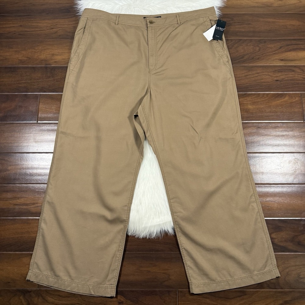 Lauren Ralph Lauren Women's Size 22 W Honey Tan Canvas Wide Leg High Rise Pants